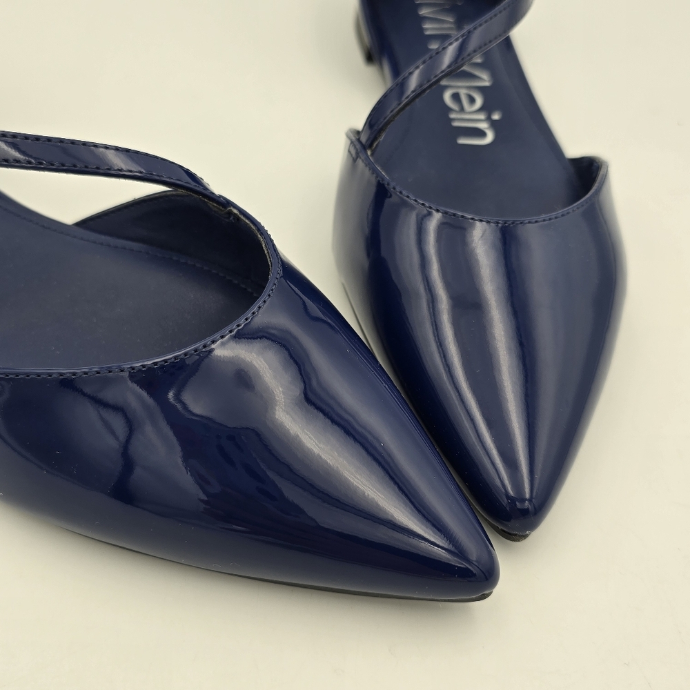 Calvin Klein Women's Sannie Pointy Toe Dress Flats, Blue Patent Leather, Sz 9.5M - Picture 4 of 11
